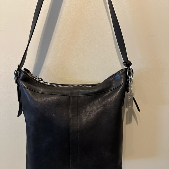 VINTAGE COACH 9188 BLACK LEATHER SHOULDER BAG - Picture 2 of 7